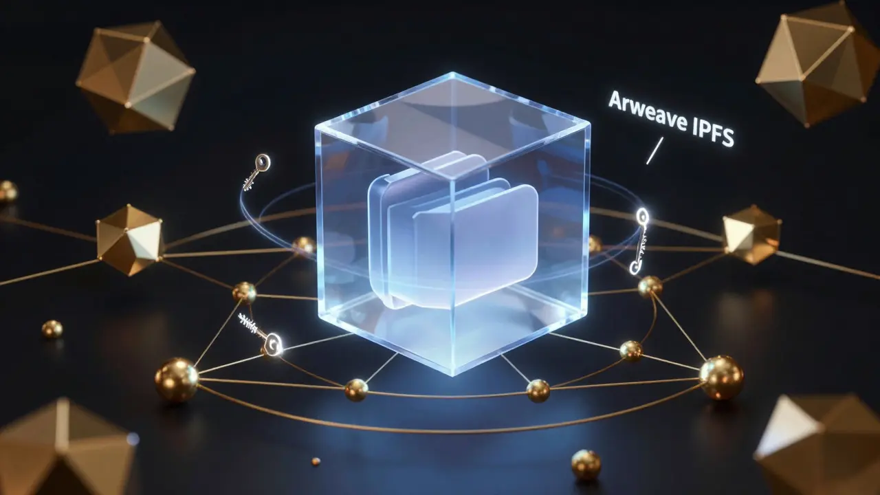 Cubo de dados criptografado em rede descentralizada dourada
